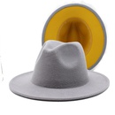 Outer sky blue inner white woolen top hat fashion doublesided color matching hat flat brim jazz hatpicture34