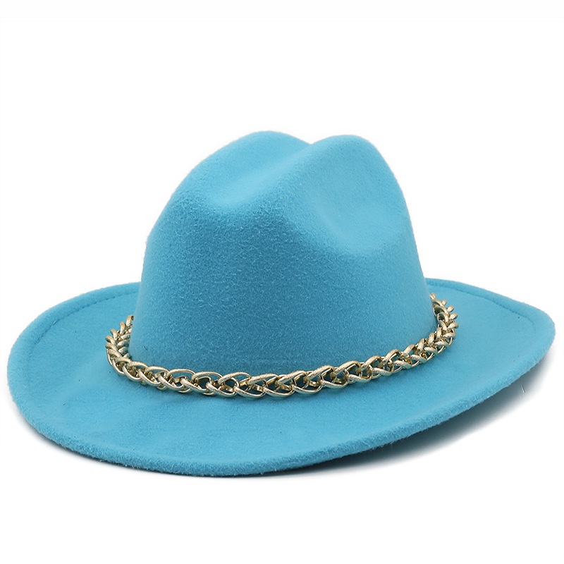 chain accessories cowboy hats fall and winter woolen jazz hats outdoor knight hats