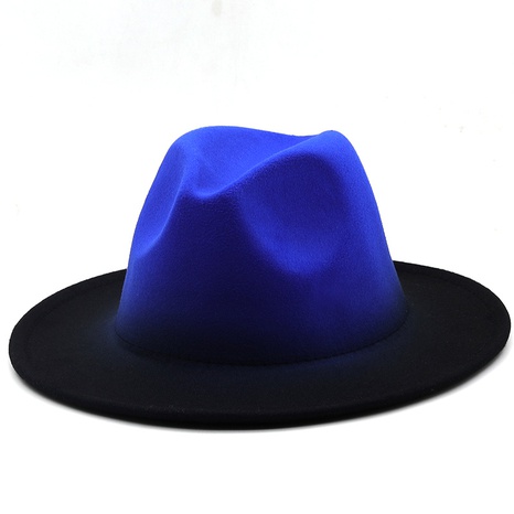 Sombrero de copa de color degradado de moda europea y americana Sombrero de copa de lana tendencia Sombrero de fieltro de borde grande's discount tags