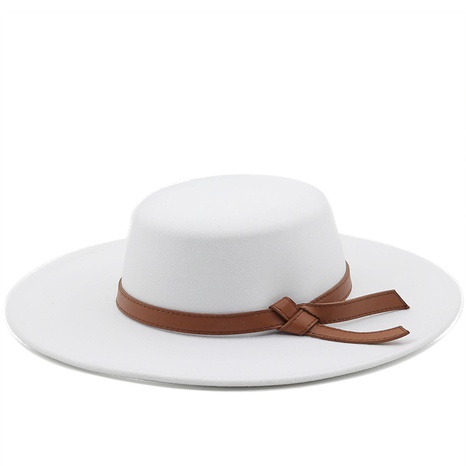 New ring-shaped flat-top woolen cloth top hat fashion flat-top woolen top hat's discount tags