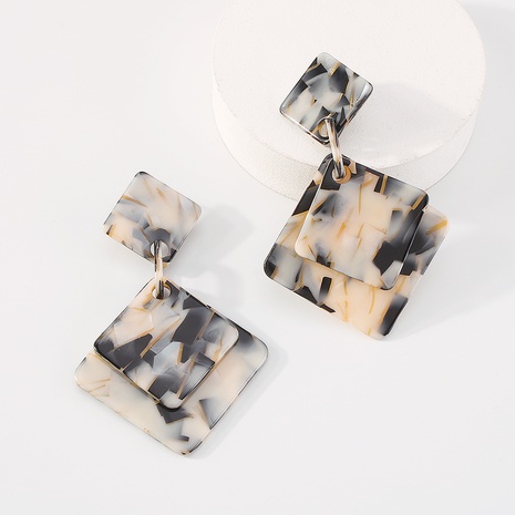 granite pattern Simple plate square long tassel earrings's discount tags