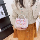Autumn and winter new fashion pearl bowknot woolen childrens portable messenger small square bagpicture8