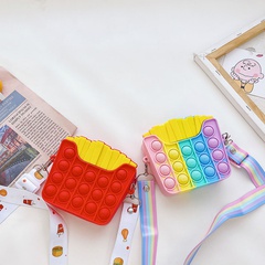 Bolso pequeño de silicona bolso de hombro para niños nuevo bolso de mensajero con monedero mini color lindo con empuje