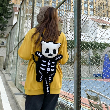 student Doll plush funny skull cute plush street trave backpack's discount tags