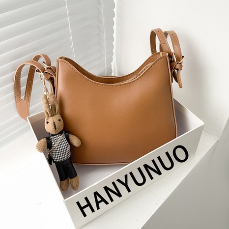 large capacity soft leather trendy fashion simple solid color one-shoulder bag NHGA520633's discount tags
