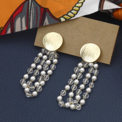 classic fashion pearl crystal tassel earrings's discount tags