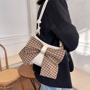 Cute bow temperament soft leather bucket bag personality checkerboard single shoulder diagonal bagpicture7
