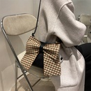 Cute bow temperament soft leather bucket bag personality checkerboard single shoulder diagonal bagpicture8
