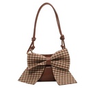 Cute bow temperament soft leather bucket bag personality checkerboard single shoulder diagonal bagpicture9