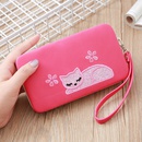New ladies long clutch fashion multipurpose cat embroidered walletpicture7