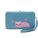 New ladies long clutch fashion multipurpose cat embroidered walletpicture10