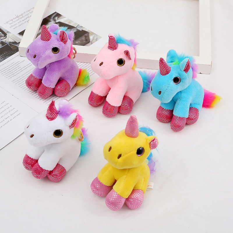new color unicorn keychain plush doll pendant cute cartoon bag ornaments wholesale