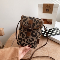 bolso retro del teléfono móvil romboide nuevo bolso de mensajero de un solo hombro de moda leopardo de moda