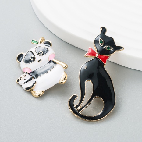 European and American style retro alloy dripping oil black cat brooch wholesale's discount tags