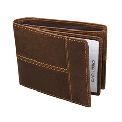 leather men's wallet rfid crazy horse cowhide short wallet anti-degaussing retro casual coin purse
