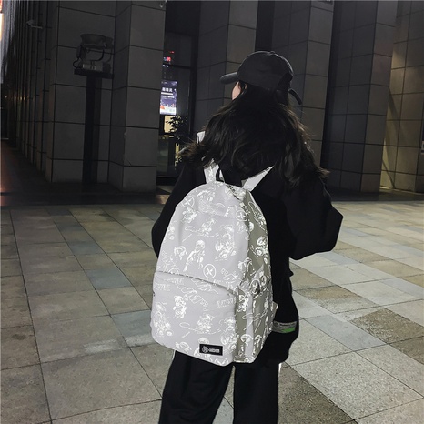 cute printing casual reflective large-capacity student backpack's discount tags