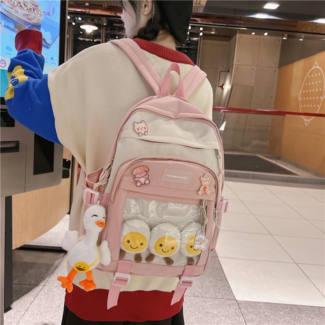 Cute Korean version of large-capacity hit color backpack's discount tags