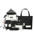 Korean largecapacity contrast color handbag shoulder bag pencil case backpack fourpiece setpicture12