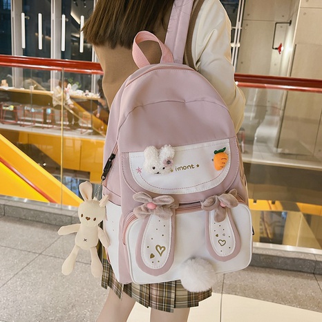 Cute Backpack Korean Rabbit Ears Cartoon Large Capacity Backpack's discount tags