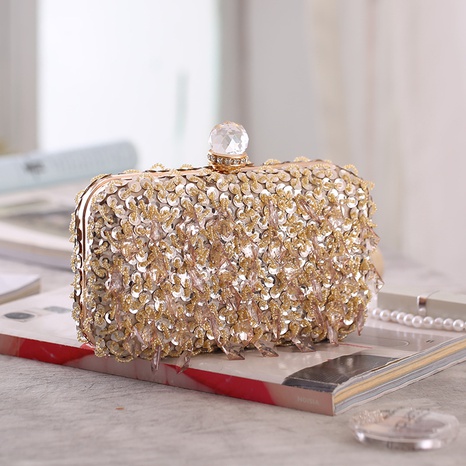 new beaded dinner bag clutch bag hard box small square bag's discount tags