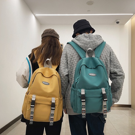 Korean version vintage solid color backpack's discount tags
