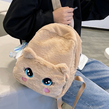 2021 winter new cute children plush backpack fashion cartoon plush bag's discount tags