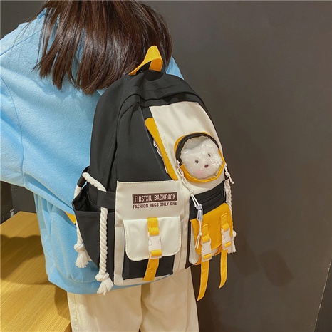 Korean version of large-capacity backpack color matching backpack's discount tags