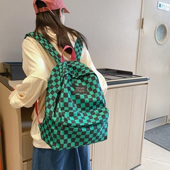 retro style backpack 2021 Korean version of checkerboard lattice personality schoolbag