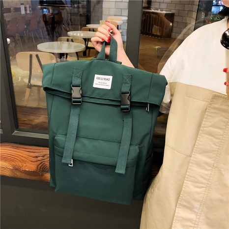 school bag Korean solid color backpack vintage large-capacity backpack's discount tags