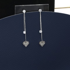 Simple classic heart zircon double pendent copper earrings