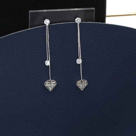 Simple classic heart zircon double pendent copper earrings's discount tags