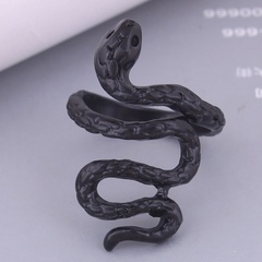 Anillo negro serpiente auspicioso simple retro de la moda europea y americana