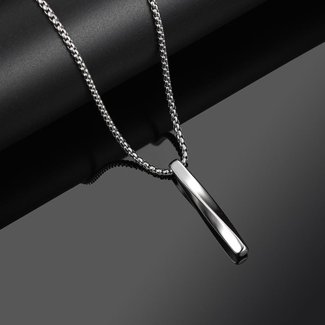 Personality Titanium Steel Necklace Hip Hop Simple Long Pendant Sweater Chain's discount tags