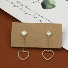 Simple and classic hollow heart copper zircon earrings