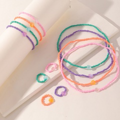 Bunte Reisperlen Halskette Armbänder Ringe Ringe 12-teilige Kombination