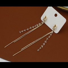 Fashionable Simple Classic Tassel Inlaid Zircon Copper Earrings