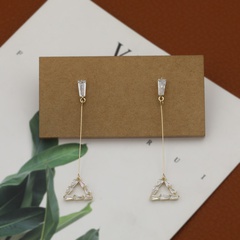 Simple fashionable geometric triangle inlaid zircon copper earrings