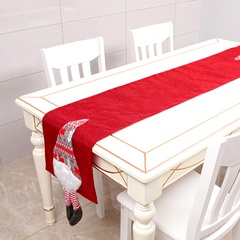 Christmas decoration faceless doll Rudolph dining table cloth red