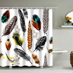 rideau de douche en plumes colorées imperméable et résistant à la moisissure en polyester épaissi imprimé