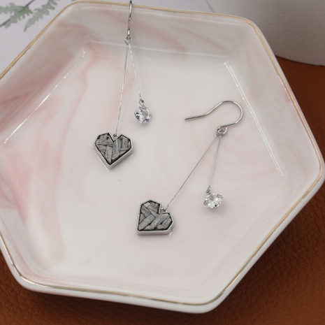 Temperament fashion marbling heart zircon pendent copper earrings's discount tags