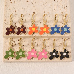 Color fashion simple flower earrings Korean alloy earrings