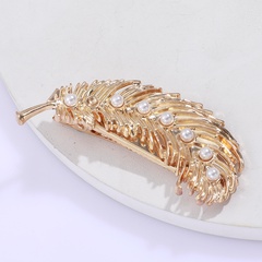Fashion leaf shape inlaid pearl metal hairpin accessories wholesale