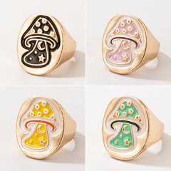 creative geometric ring cute dripping mushroom ring personality multicolor fun ring
