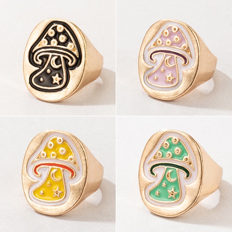 creative geometric ring cute dripping mushroom ring personality multicolor fun ring's discount tags