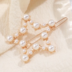 Star shape metal inlaid pearl pearl hairpin hair accessories