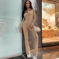 new winter fashion lapel long-sleeved slim casual wide-leg pants one-piece pants