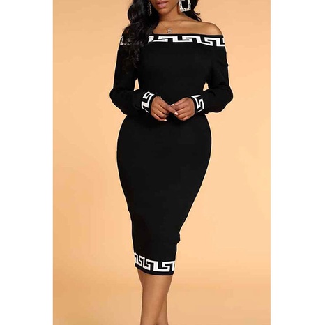 Neues, schlankes, modisches, unifarbenes, bedrucktes One-Shoulder-Kleid's discount tags