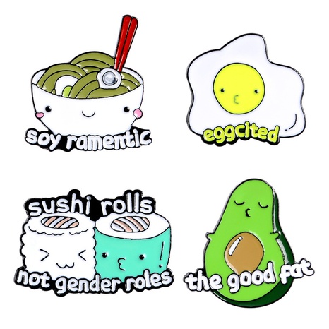 creative cartoon English alphabet avocado egg noodle sushi cheese shape brooch's discount tags