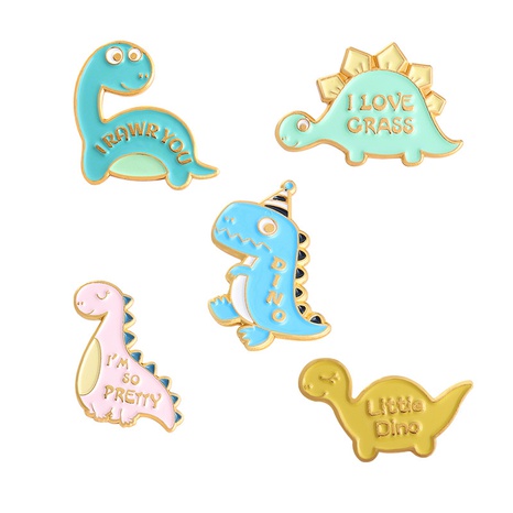 creative cartoon cute color dinosaur shape enamel letter series brooch's discount tags