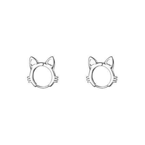 silver cat earrings hoop cute simple new small ear buckles's discount tags